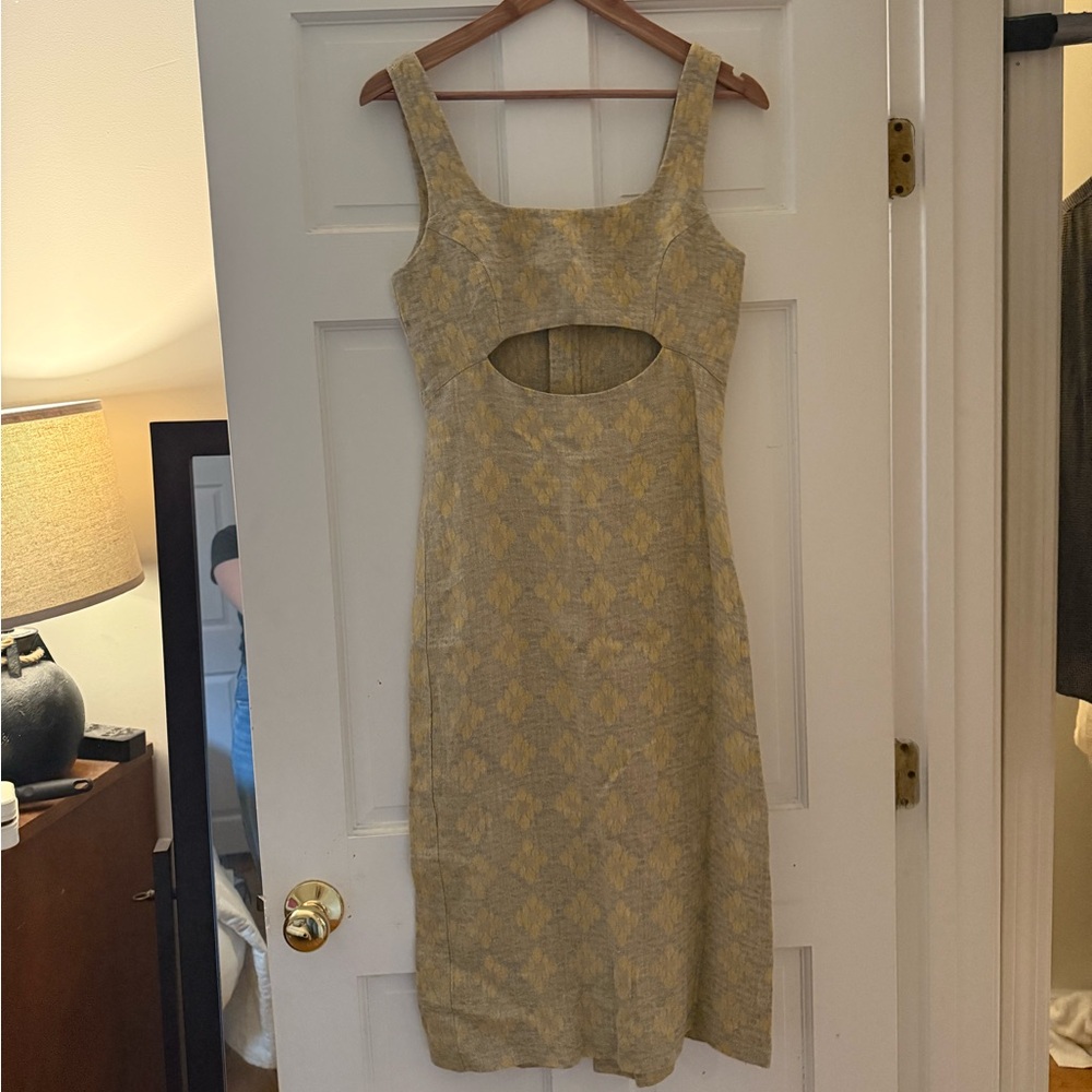 Hope Stockholm Smile Yellow Jacquard Midi Dress